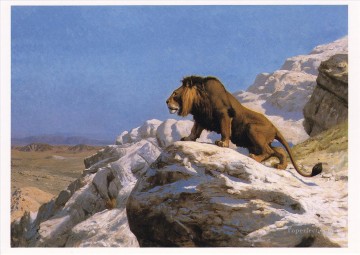 león sobre roca Jean Leon Gerome árabes Pinturas al óleo